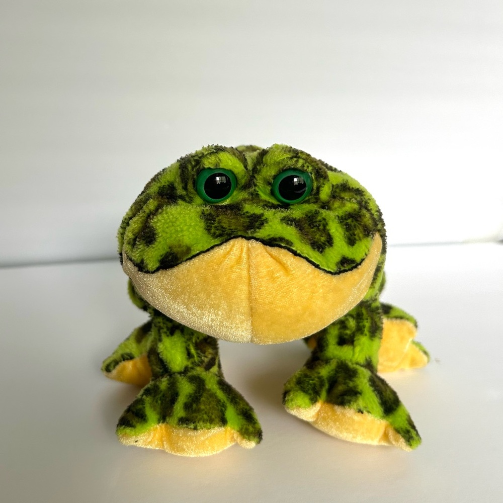 Ganz Webkinz 8” Bullfrog Green Black Plush Stuffed Animal Toy No Code